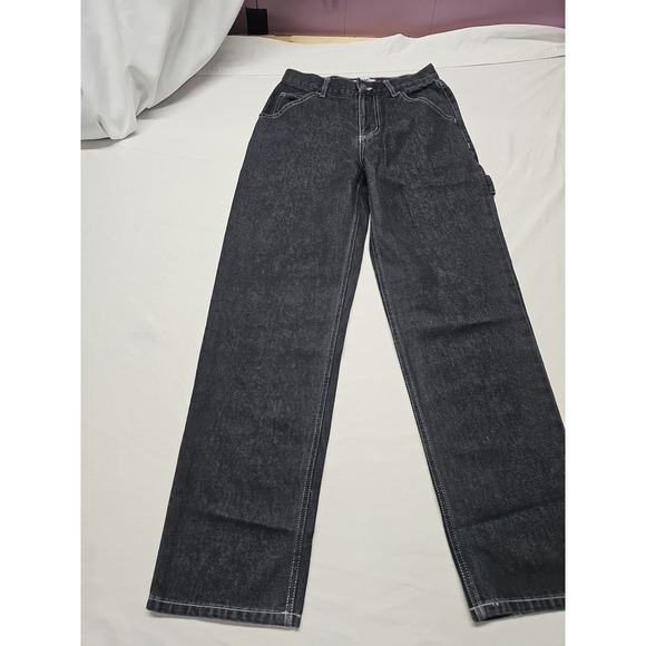 Rsq Y2k Baggy Mens Dark Black Denim Jeans Size 26x30 Carpenter - Picture 4 of 15